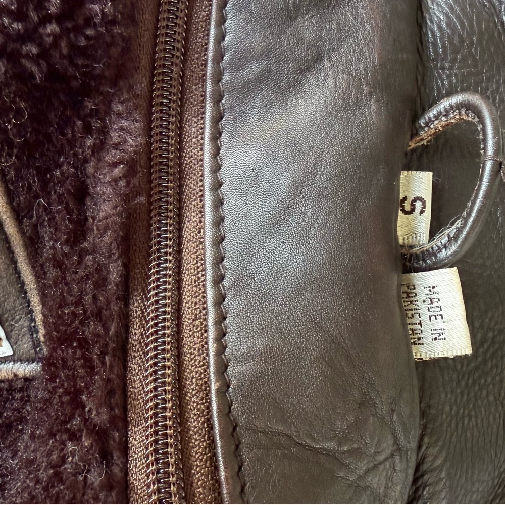 Vintage American Born Coat Women Small Brown Leather Jacket Lined Retro Y2K - Picture 13 of 16